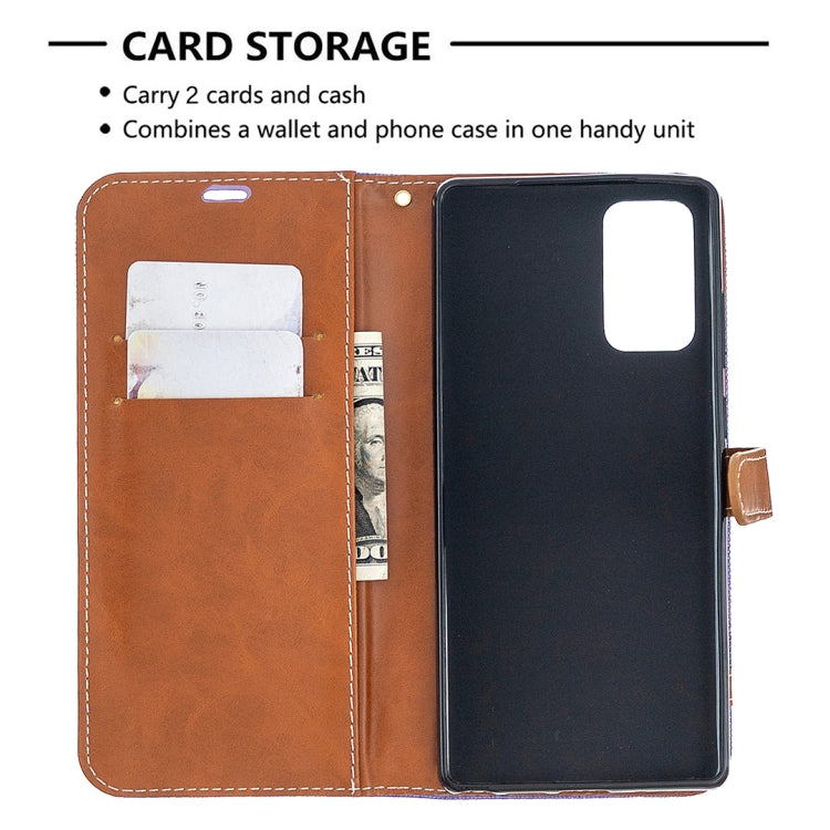 For Samsung Galaxy Note20 Color Matching Denim Texture Horizontal Flip Leather Case with Holder & Card Slots & Wallet & Lanyard