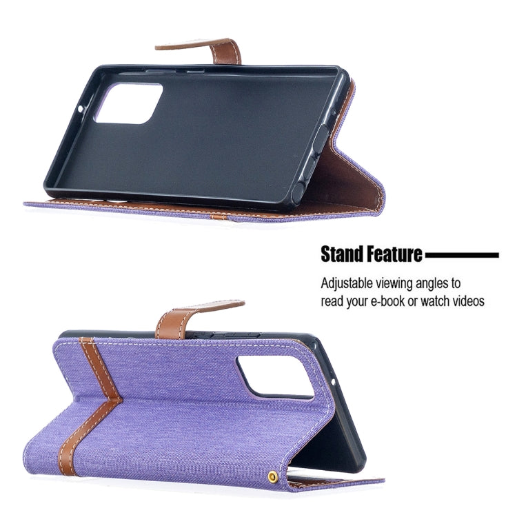For Samsung Galaxy Note20 Color Matching Denim Texture Horizontal Flip Leather Case with Holder & Card Slots & Wallet & Lanyard