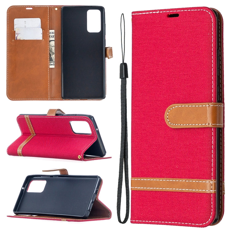 For Samsung Galaxy Note20 Color Matching Denim Texture Horizontal Flip Leather Case with Holder & Card Slots & Wallet & Lanyard