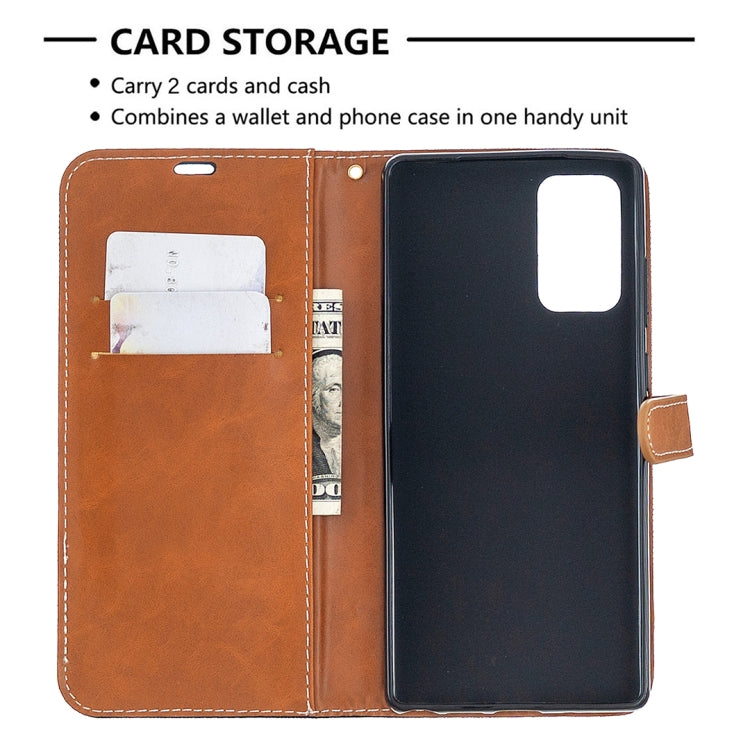 For Samsung Galaxy Note20 Color Matching Denim Texture Horizontal Flip Leather Case with Holder & Card Slots & Wallet & Lanyard