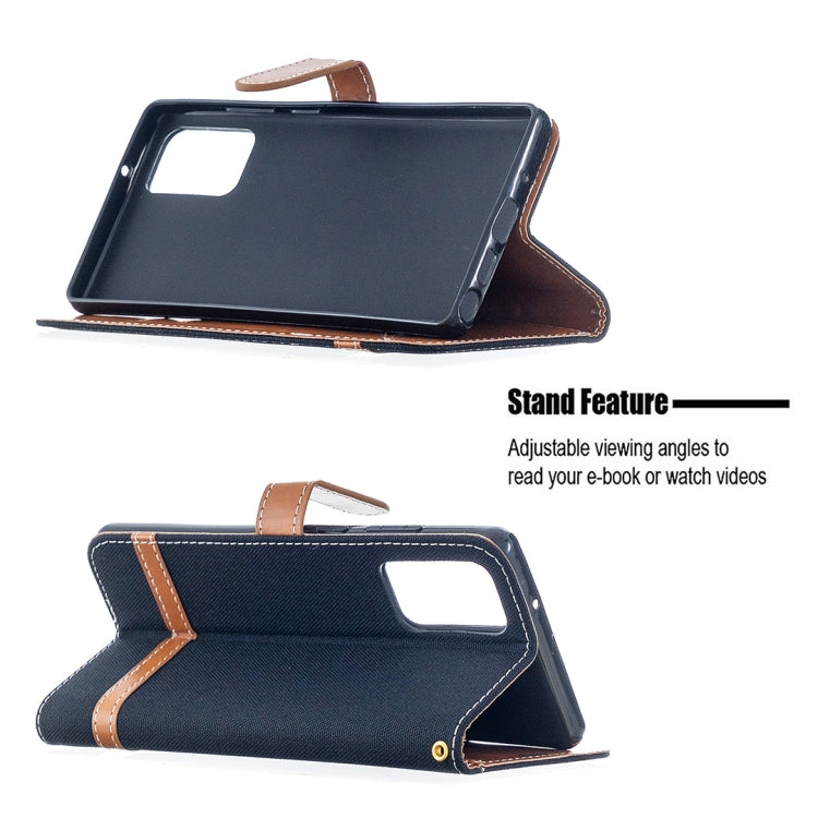 For Samsung Galaxy Note20 Color Matching Denim Texture Horizontal Flip Leather Case with Holder & Card Slots & Wallet & Lanyard