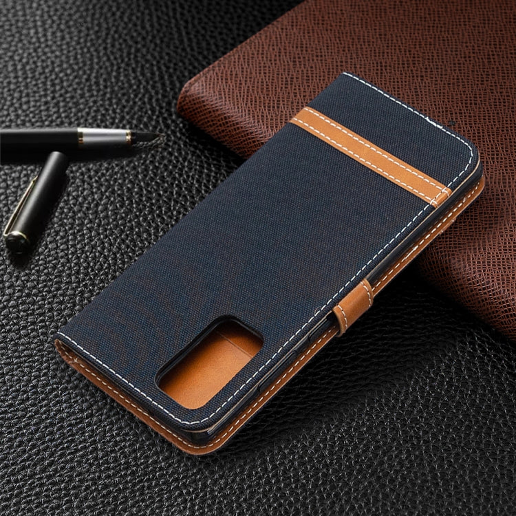 For Samsung Galaxy Note20 Color Matching Denim Texture Horizontal Flip Leather Case with Holder & Card Slots & Wallet & Lanyard