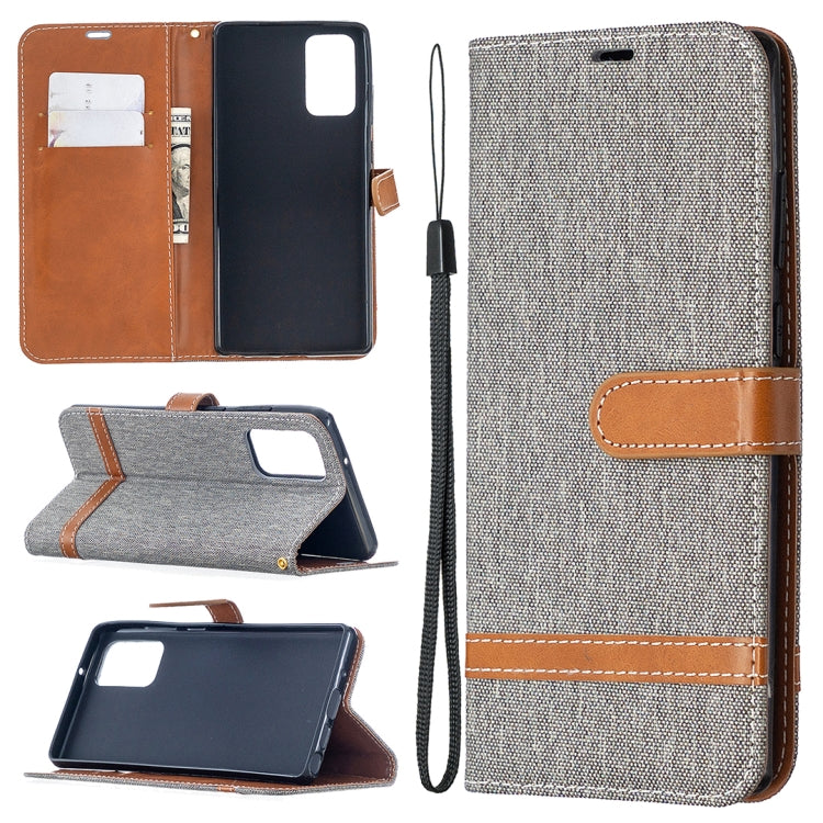 For Samsung Galaxy Note20 Color Matching Denim Texture Horizontal Flip Leather Case with Holder & Card Slots & Wallet & Lanyard