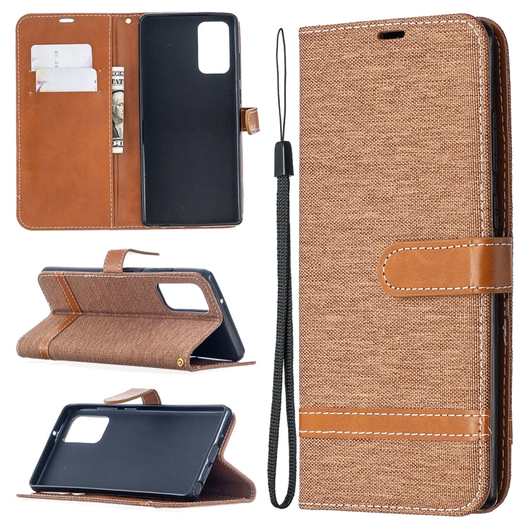 For Samsung Galaxy Note20 Color Matching Denim Texture Horizontal Flip Leather Case with Holder & Card Slots & Wallet & Lanyard