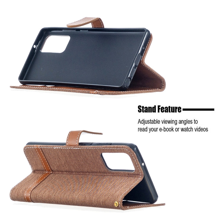 For Samsung Galaxy Note20 Color Matching Denim Texture Horizontal Flip Leather Case with Holder & Card Slots & Wallet & Lanyard