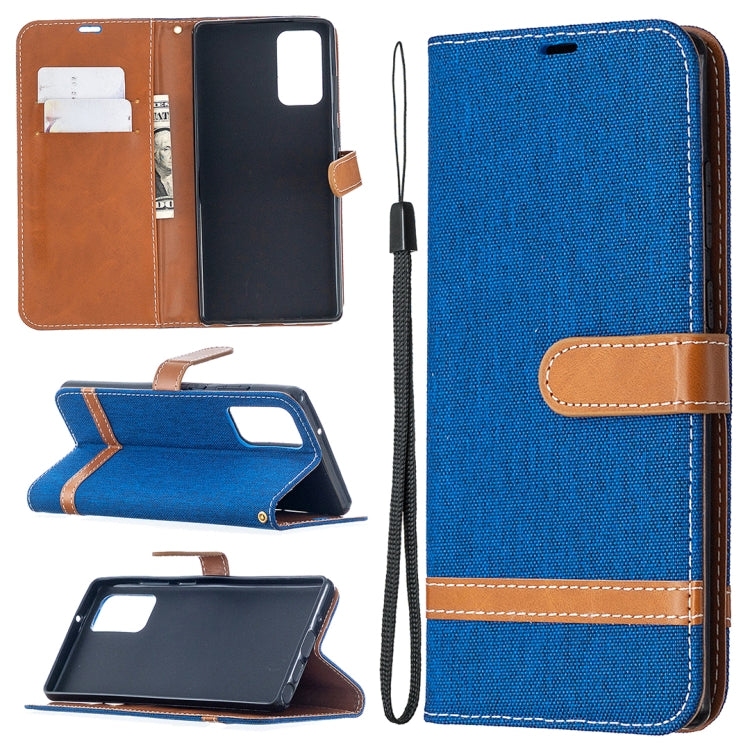 For Samsung Galaxy Note20 Color Matching Denim Texture Horizontal Flip Leather Case with Holder & Card Slots & Wallet & Lanyard