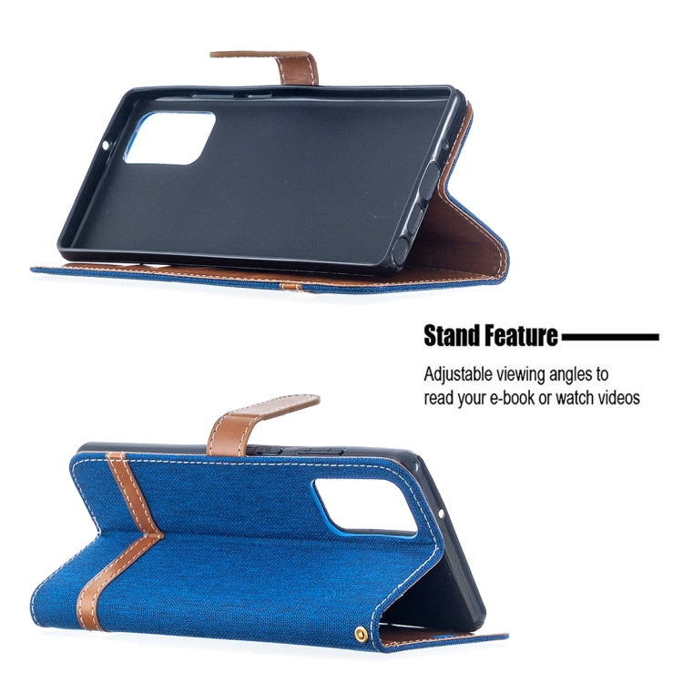 For Samsung Galaxy Note20 Color Matching Denim Texture Horizontal Flip Leather Case with Holder & Card Slots & Wallet & Lanyard