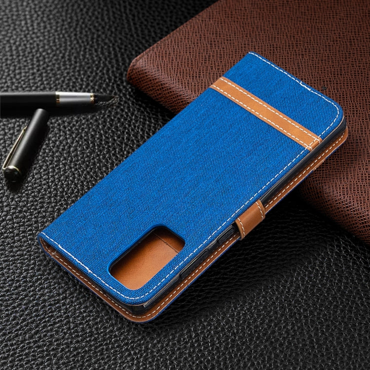For Samsung Galaxy Note20 Color Matching Denim Texture Horizontal Flip Leather Case with Holder & Card Slots & Wallet & Lanyard