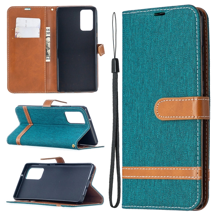 For Samsung Galaxy Note20 Color Matching Denim Texture Horizontal Flip Leather Case with Holder & Card Slots & Wallet & Lanyard