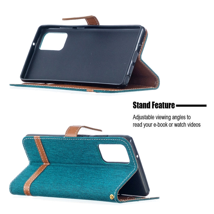 For Samsung Galaxy Note20 Color Matching Denim Texture Horizontal Flip Leather Case with Holder & Card Slots & Wallet & Lanyard