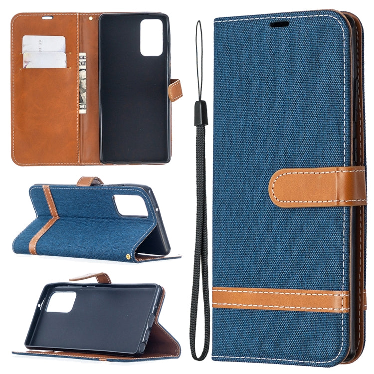 For Samsung Galaxy Note20 Color Matching Denim Texture Horizontal Flip Leather Case with Holder & Card Slots & Wallet & Lanyard