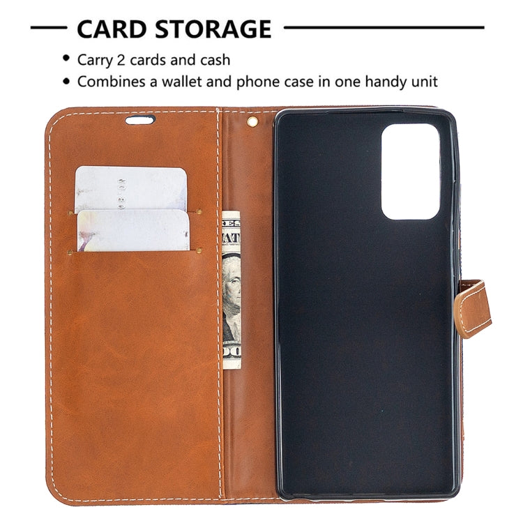 For Samsung Galaxy Note20 Color Matching Denim Texture Horizontal Flip Leather Case with Holder & Card Slots & Wallet & Lanyard