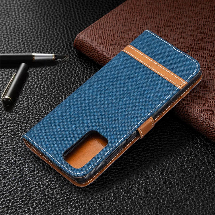 For Samsung Galaxy Note20 Color Matching Denim Texture Horizontal Flip Leather Case with Holder & Card Slots & Wallet & Lanyard