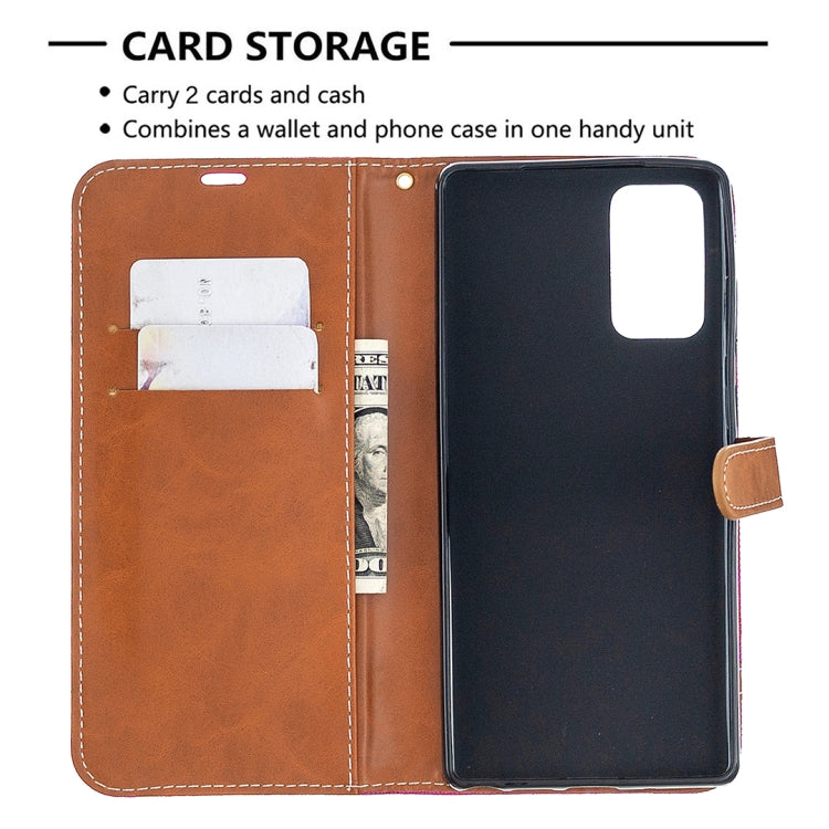 For Samsung Galaxy Note20 Color Matching Denim Texture Horizontal Flip Leather Case with Holder & Card Slots & Wallet & Lanyard
