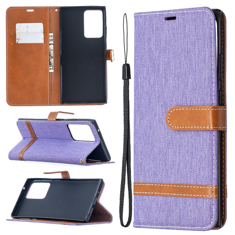 For Samsung Galaxy Note20 Ultra Color Matching Denim Texture Horizontal Flip Leather Case with Holder & Card Slots & Wallet & Lanyard