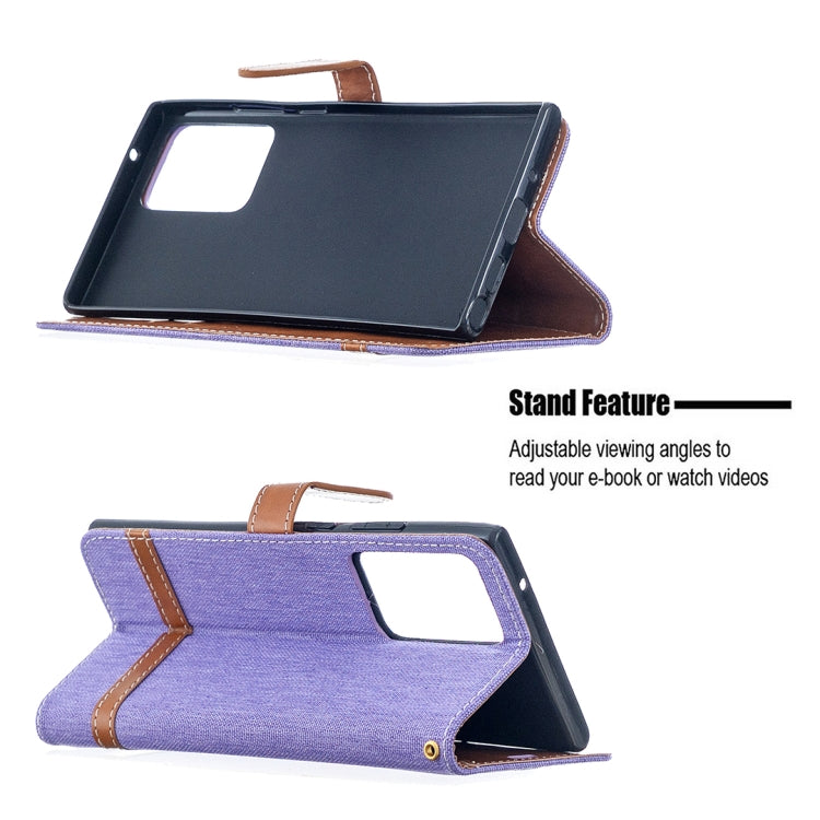 For Samsung Galaxy Note20 Ultra Color Matching Denim Texture Horizontal Flip Leather Case with Holder & Card Slots & Wallet & Lanyard