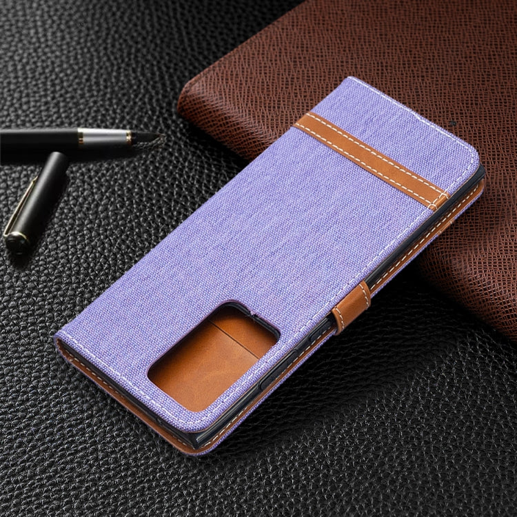 For Samsung Galaxy Note20 Ultra Color Matching Denim Texture Horizontal Flip Leather Case with Holder & Card Slots & Wallet & Lanyard