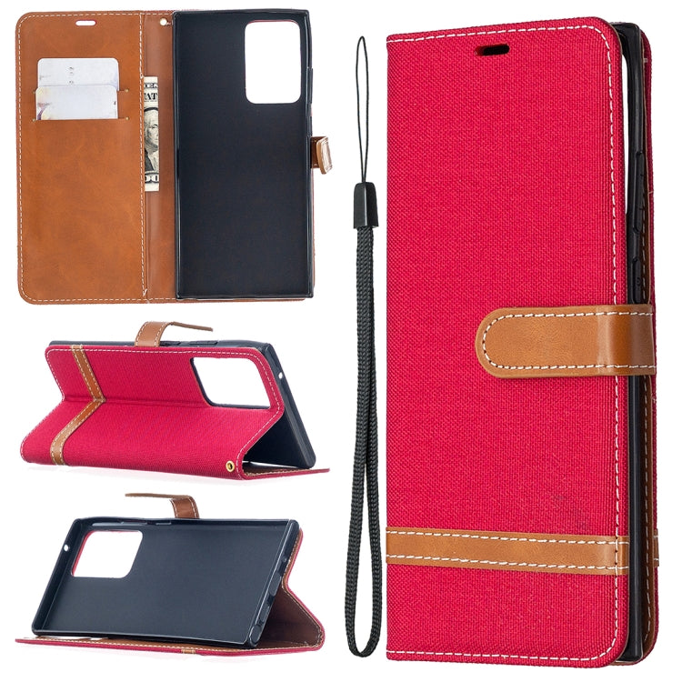 For Samsung Galaxy Note20 Ultra Color Matching Denim Texture Horizontal Flip Leather Case with Holder & Card Slots & Wallet & Lanyard