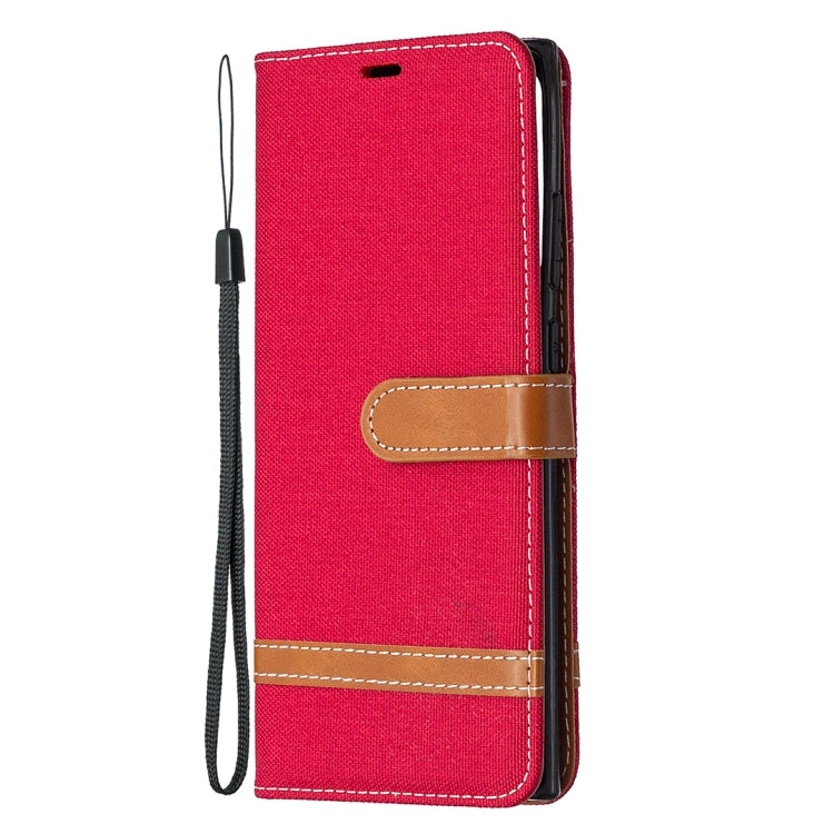 For Samsung Galaxy Note20 Ultra Color Matching Denim Texture Horizontal Flip Leather Case with Holder & Card Slots & Wallet & Lanyard