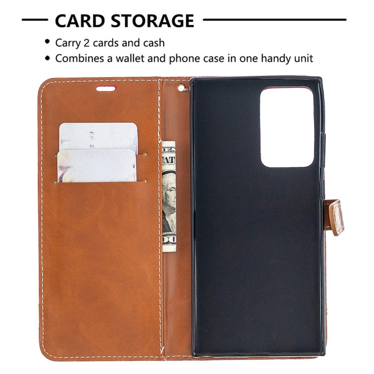 For Samsung Galaxy Note20 Ultra Color Matching Denim Texture Horizontal Flip Leather Case with Holder & Card Slots & Wallet & Lanyard