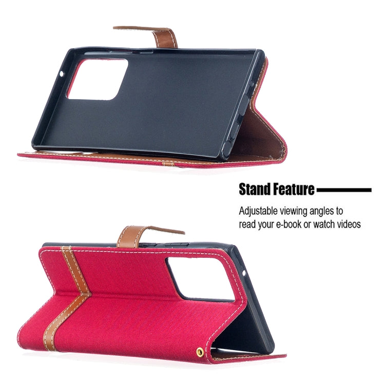 For Samsung Galaxy Note20 Ultra Color Matching Denim Texture Horizontal Flip Leather Case with Holder & Card Slots & Wallet & Lanyard