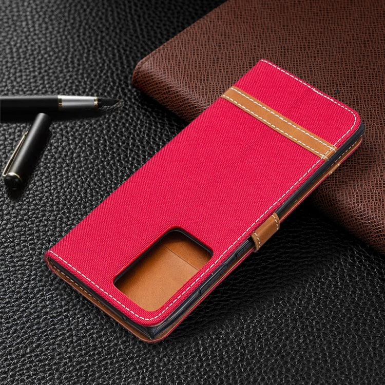 For Samsung Galaxy Note20 Ultra Color Matching Denim Texture Horizontal Flip Leather Case with Holder & Card Slots & Wallet & Lanyard
