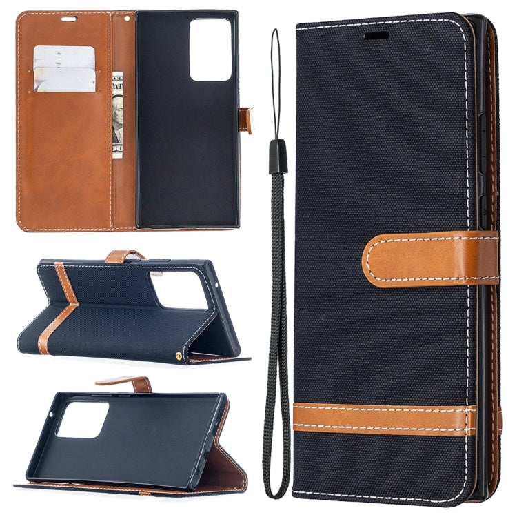 For Samsung Galaxy Note20 Ultra Color Matching Denim Texture Horizontal Flip Leather Case with Holder & Card Slots & Wallet & Lanyard