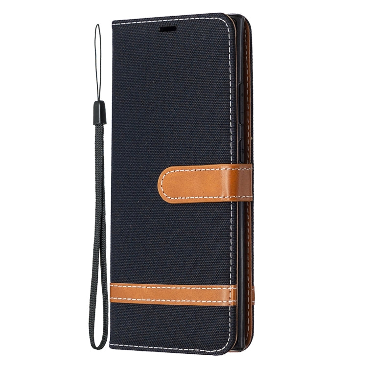 For Samsung Galaxy Note20 Ultra Color Matching Denim Texture Horizontal Flip Leather Case with Holder & Card Slots & Wallet & Lanyard