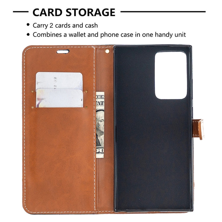 For Samsung Galaxy Note20 Ultra Color Matching Denim Texture Horizontal Flip Leather Case with Holder & Card Slots & Wallet & Lanyard