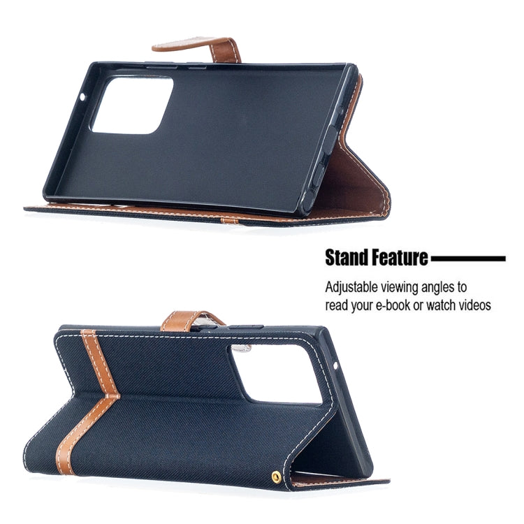 For Samsung Galaxy Note20 Ultra Color Matching Denim Texture Horizontal Flip Leather Case with Holder & Card Slots & Wallet & Lanyard