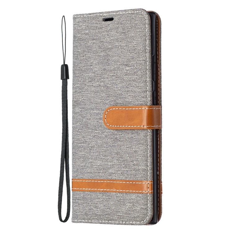 For Samsung Galaxy Note20 Ultra Color Matching Denim Texture Horizontal Flip Leather Case with Holder & Card Slots & Wallet & Lanyard