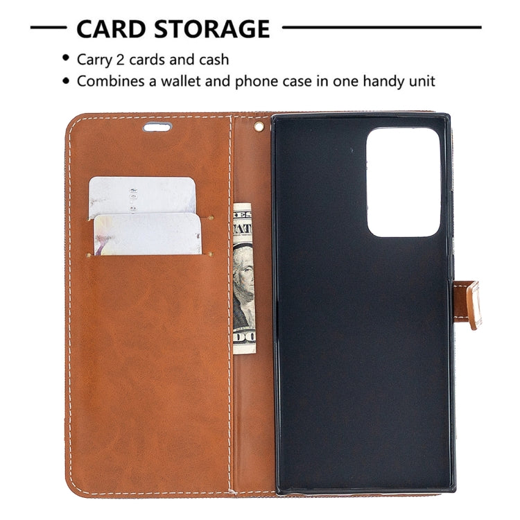 For Samsung Galaxy Note20 Ultra Color Matching Denim Texture Horizontal Flip Leather Case with Holder & Card Slots & Wallet & Lanyard
