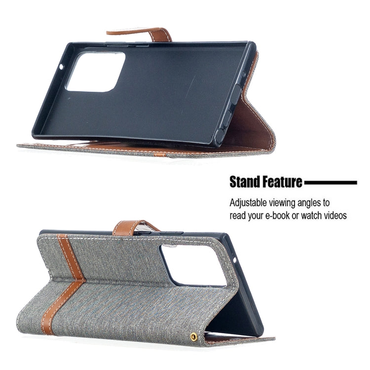 For Samsung Galaxy Note20 Ultra Color Matching Denim Texture Horizontal Flip Leather Case with Holder & Card Slots & Wallet & Lanyard