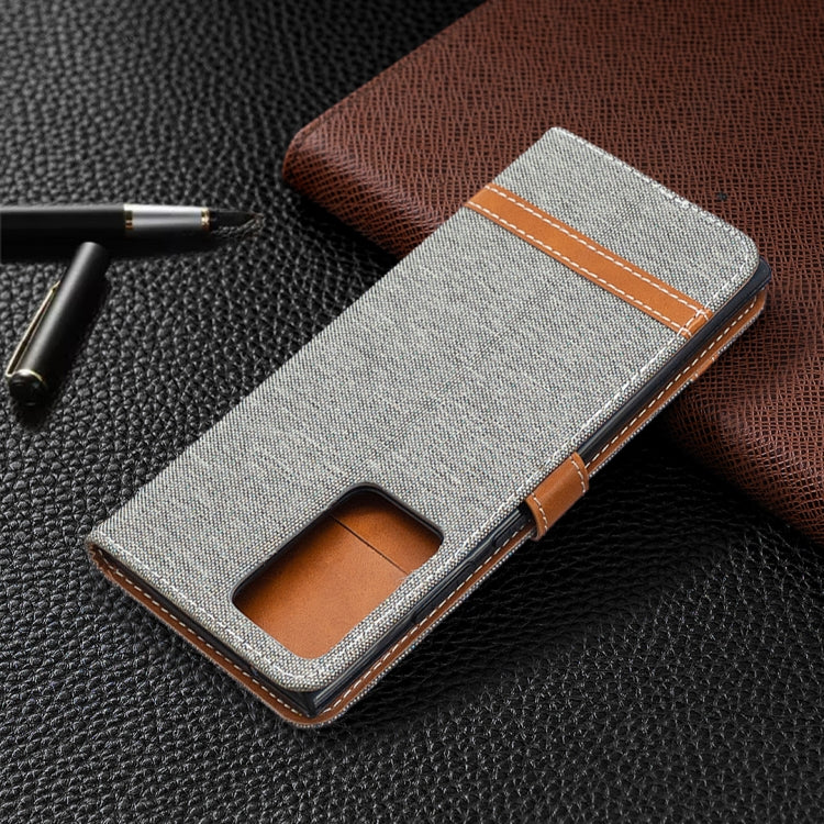 For Samsung Galaxy Note20 Ultra Color Matching Denim Texture Horizontal Flip Leather Case with Holder & Card Slots & Wallet & Lanyard