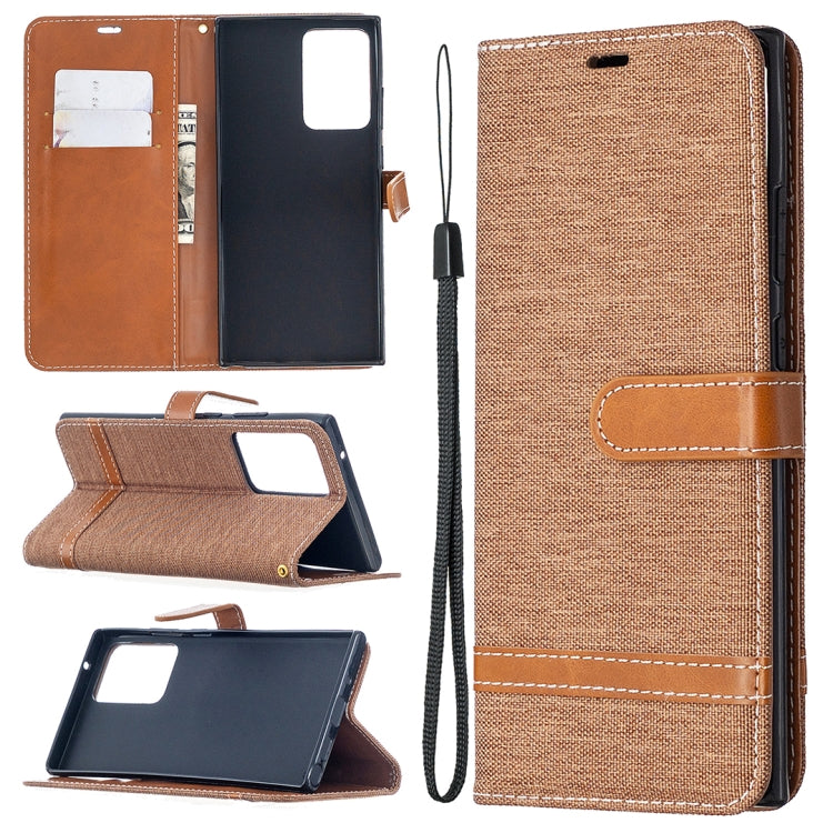For Samsung Galaxy Note20 Ultra Color Matching Denim Texture Horizontal Flip Leather Case with Holder & Card Slots & Wallet & Lanyard