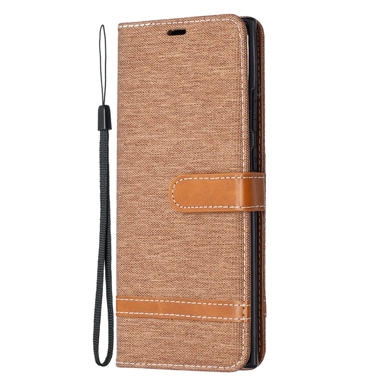 For Samsung Galaxy Note20 Ultra Color Matching Denim Texture Horizontal Flip Leather Case with Holder & Card Slots & Wallet & Lanyard