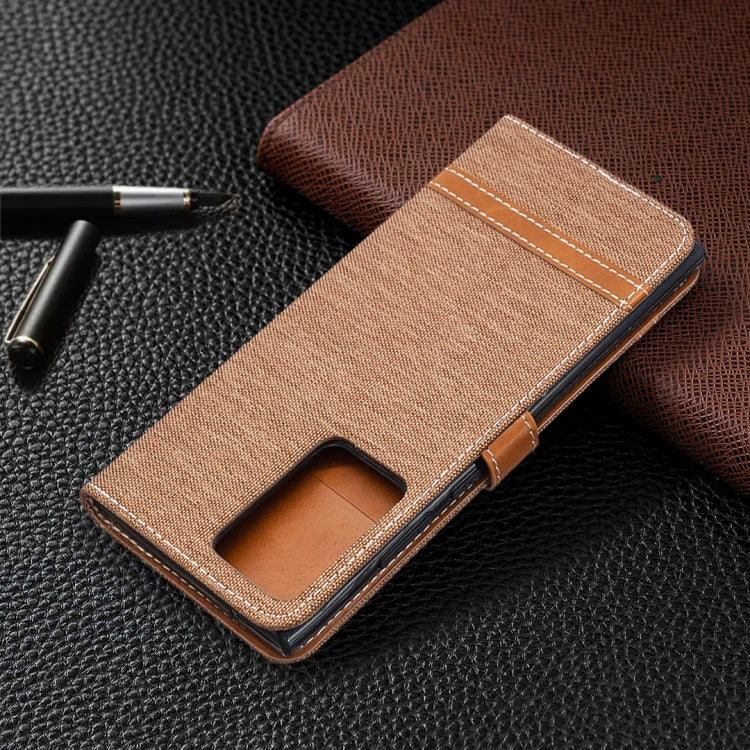For Samsung Galaxy Note20 Ultra Color Matching Denim Texture Horizontal Flip Leather Case with Holder & Card Slots & Wallet & Lanyard
