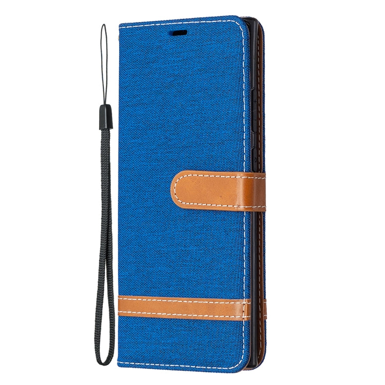 For Samsung Galaxy Note20 Ultra Color Matching Denim Texture Horizontal Flip Leather Case with Holder & Card Slots & Wallet & Lanyard