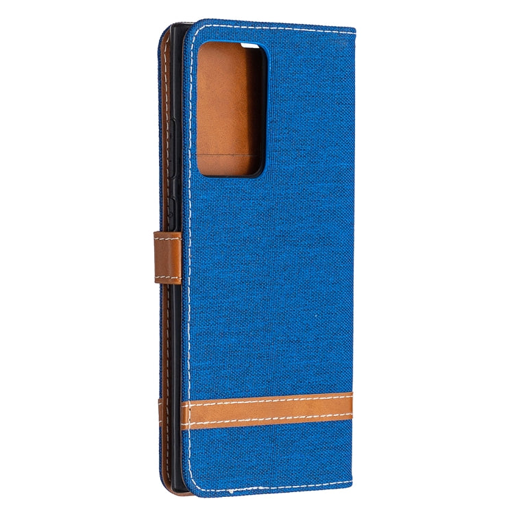 For Samsung Galaxy Note20 Ultra Color Matching Denim Texture Horizontal Flip Leather Case with Holder & Card Slots & Wallet & Lanyard