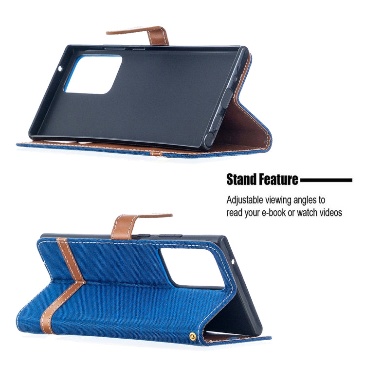 For Samsung Galaxy Note20 Ultra Color Matching Denim Texture Horizontal Flip Leather Case with Holder & Card Slots & Wallet & Lanyard
