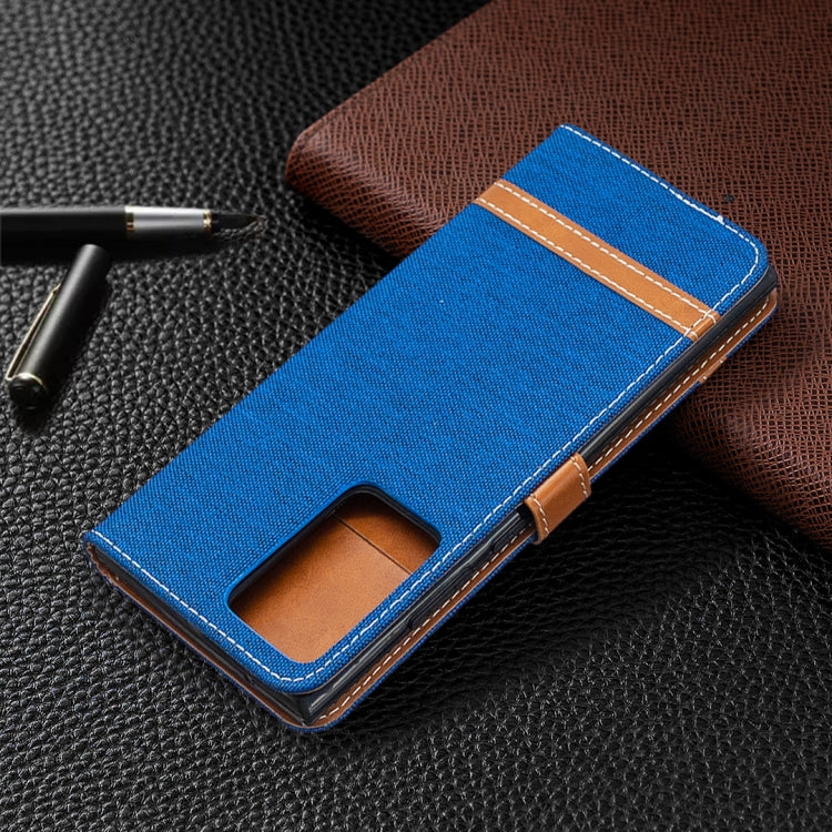 For Samsung Galaxy Note20 Ultra Color Matching Denim Texture Horizontal Flip Leather Case with Holder & Card Slots & Wallet & Lanyard
