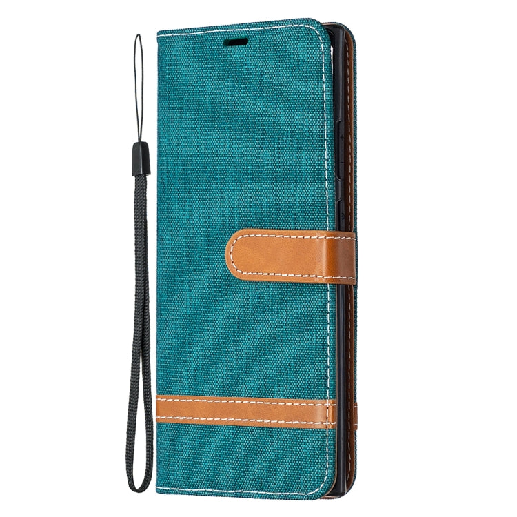 For Samsung Galaxy Note20 Ultra Color Matching Denim Texture Horizontal Flip Leather Case with Holder & Card Slots & Wallet & Lanyard
