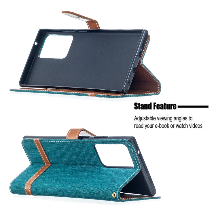 For Samsung Galaxy Note20 Ultra Color Matching Denim Texture Horizontal Flip Leather Case with Holder & Card Slots & Wallet & Lanyard