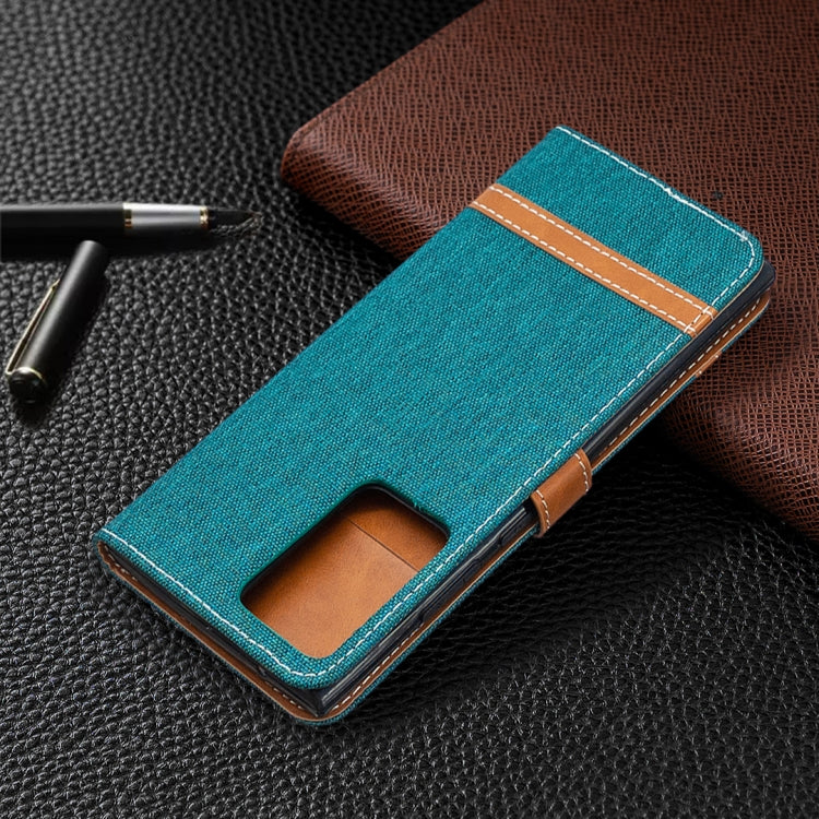 For Samsung Galaxy Note20 Ultra Color Matching Denim Texture Horizontal Flip Leather Case with Holder & Card Slots & Wallet & Lanyard