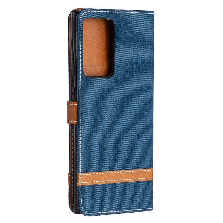 For Samsung Galaxy Note20 Ultra Color Matching Denim Texture Horizontal Flip Leather Case with Holder & Card Slots & Wallet & Lanyard