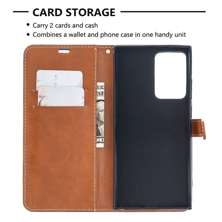 For Samsung Galaxy Note20 Ultra Color Matching Denim Texture Horizontal Flip Leather Case with Holder & Card Slots & Wallet & Lanyard