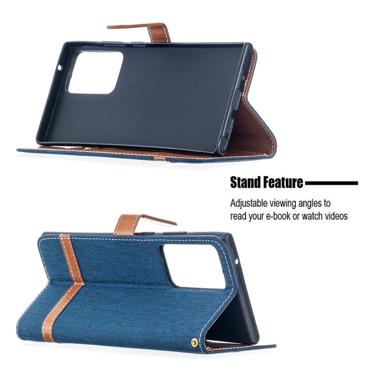 For Samsung Galaxy Note20 Ultra Color Matching Denim Texture Horizontal Flip Leather Case with Holder & Card Slots & Wallet & Lanyard