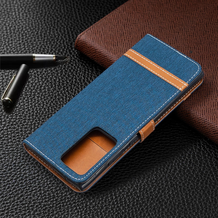 For Samsung Galaxy Note20 Ultra Color Matching Denim Texture Horizontal Flip Leather Case with Holder & Card Slots & Wallet & Lanyard