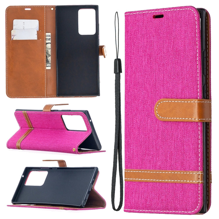 For Samsung Galaxy Note20 Ultra Color Matching Denim Texture Horizontal Flip Leather Case with Holder & Card Slots & Wallet & Lanyard