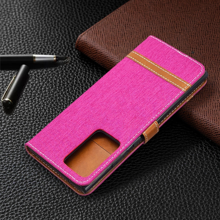 For Samsung Galaxy Note20 Ultra Color Matching Denim Texture Horizontal Flip Leather Case with Holder & Card Slots & Wallet & Lanyard